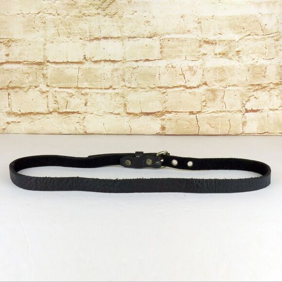 Black Pebbled Genuine Leather Grommet Belt Size 34 Narrow Punk Goth Y2K Rock Emo main image 11